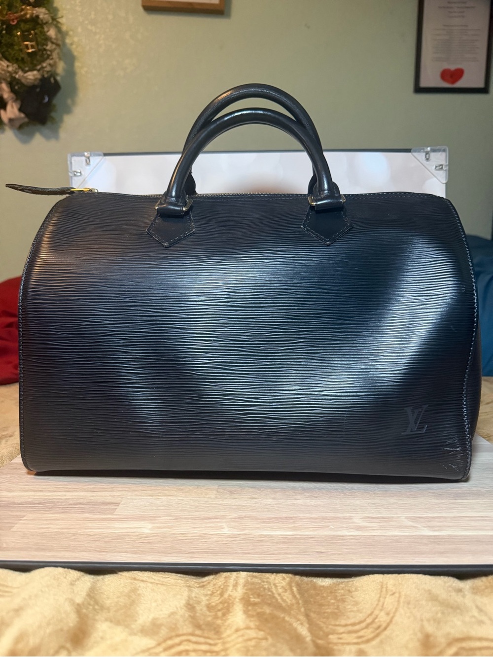 Louis Vuitton Black Epi Speedy-style Duffel Bag